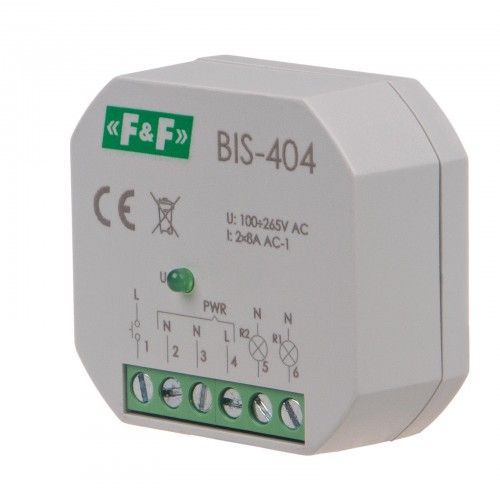 Реле импульсное BIS-404 2х8А 2-к F&F