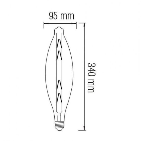Лампа FILAMENT LED 8W 2200K E27 TITANIUM ELLIPTIC 340мм HOROZ, 001-054-0008-020, 2400
