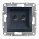Розетка EPH4800171 комп'ютерна подвійна RJ45 CAT6 UTP ASFORA Schneider Electric Антрацит, 0816, Антрацит