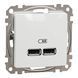USB розетка тип A+A 2,1A Белый Sedna Design