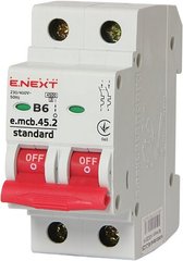 Модульний автоматичний вимикач e.mcb.stand.45.2.B6, 2р, 6А, В, 4,5 кА