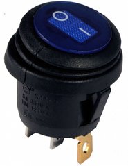 KCD1-5-101WN BL/B 220V Перемикач 1 клав.круглий вологозах. синій з підсвічуванням