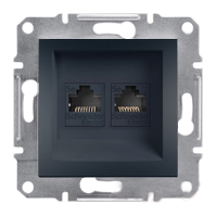 Розетка EPH4900171 комп+телефон RJ45 CAT5E UTP+RJ15 ASFORA Schneider Electric Антрацит, 0817, Антрацит
