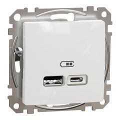 USB розетка тип A+C 2,4A Белый Sedna Design