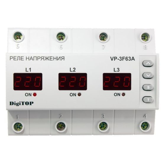 Реле напруги VР-3F63А трифазне на дінрейку DigiTOP