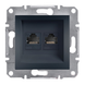 Розетка EPH4900171 комп+телефон RJ45 CAT5E UTP+RJ15 ASFORA Schneider Electric Антрацит, 0817, Антрацит