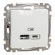 USB розетка тип A+C 2,4A Белый Sedna Design